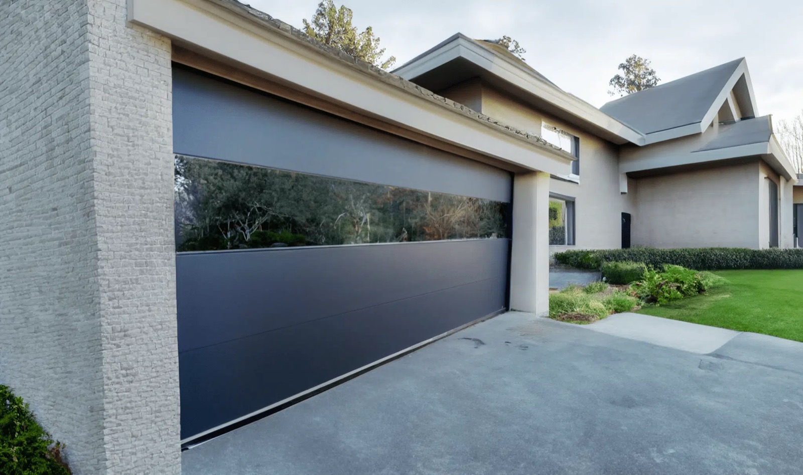 Modern aluminium and glass garage door