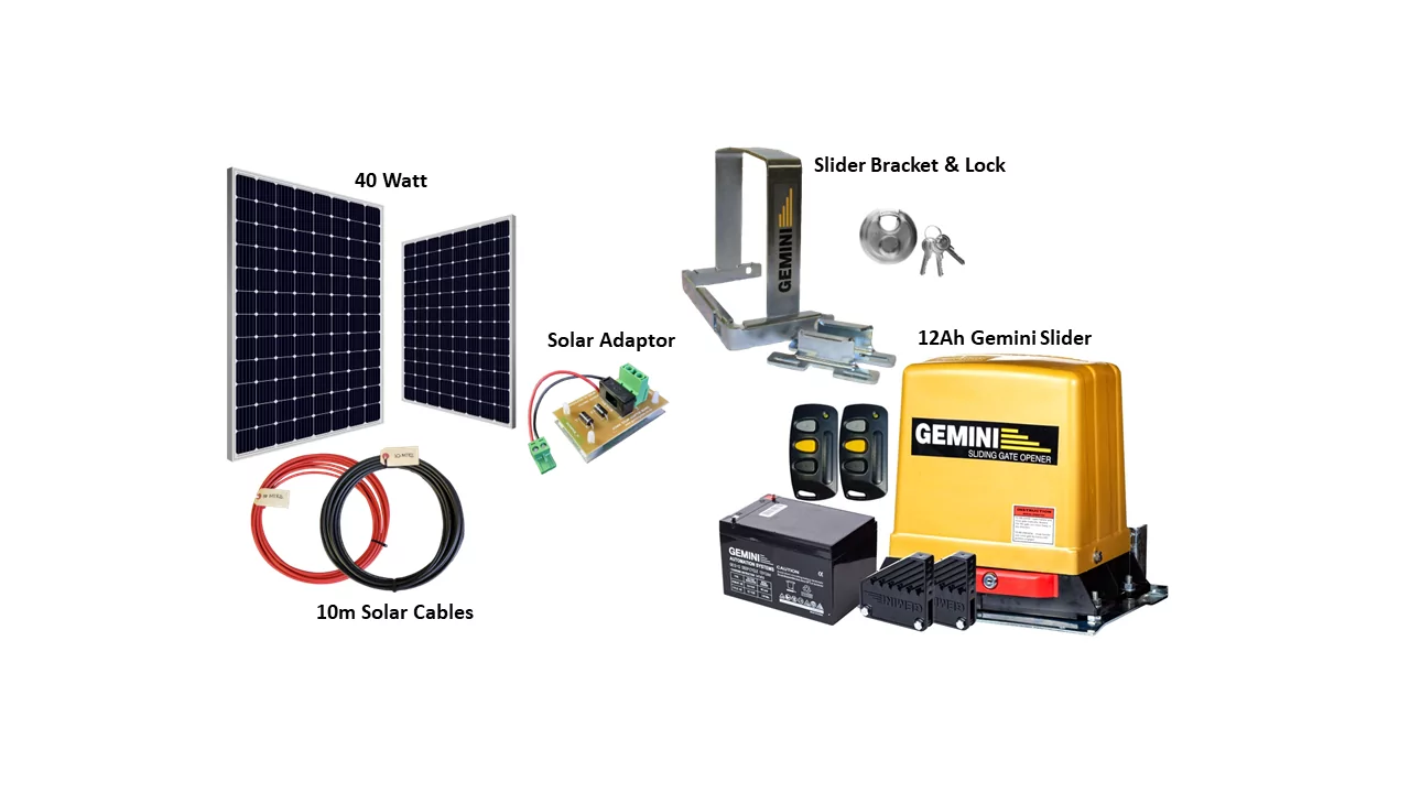 Gemini solar-powered gate motor kit