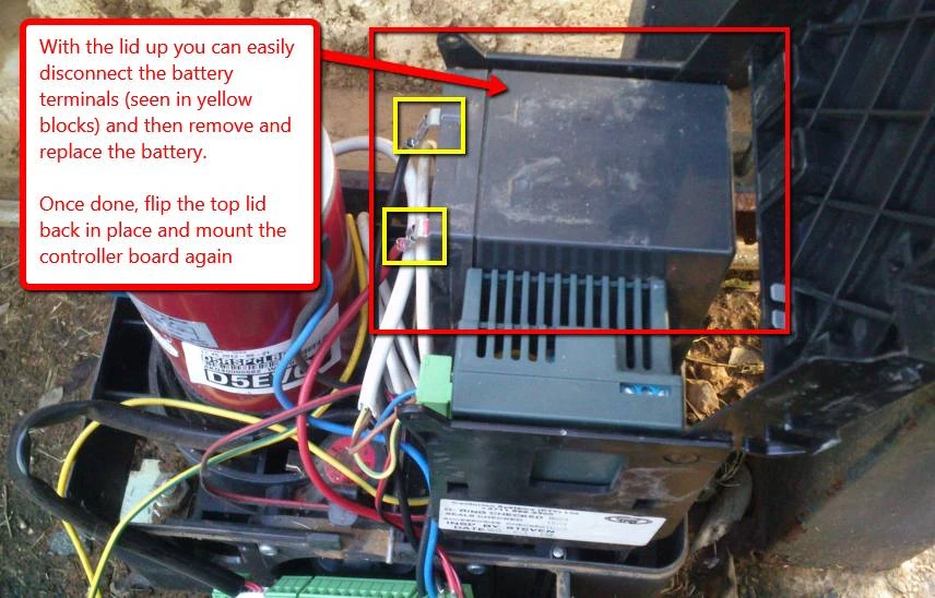 Gate motor battery terminals check